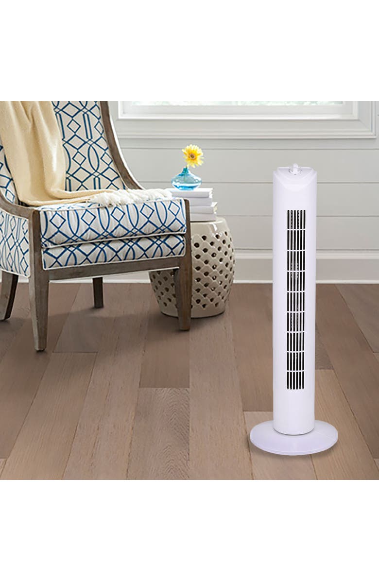 Optimus 32 in. Oscillating Tower Fan, Alternate, color, White