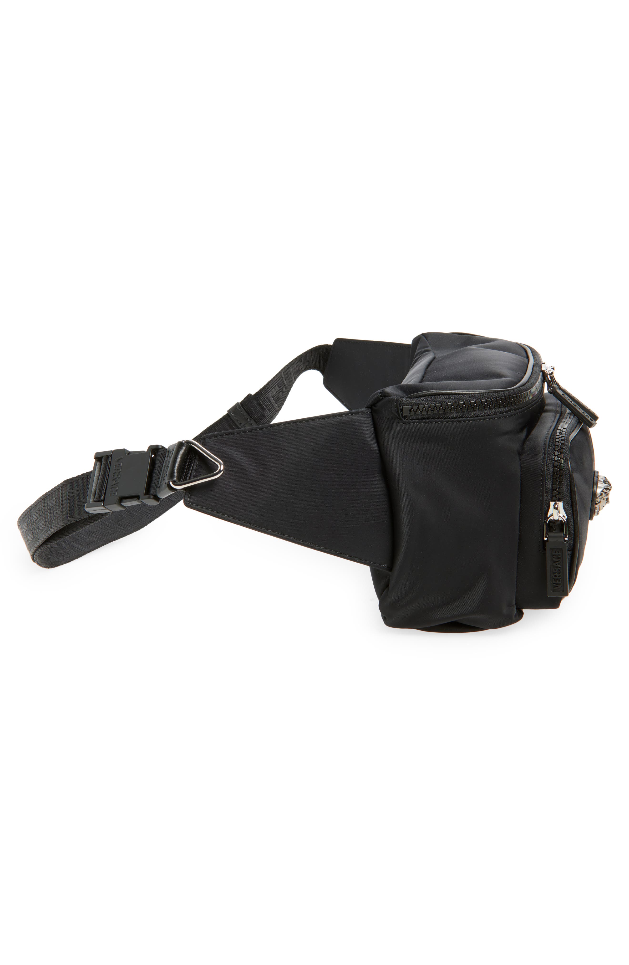 Versace La Medusa Nylon Belt Bag, Alternate, color, Black-Palladium