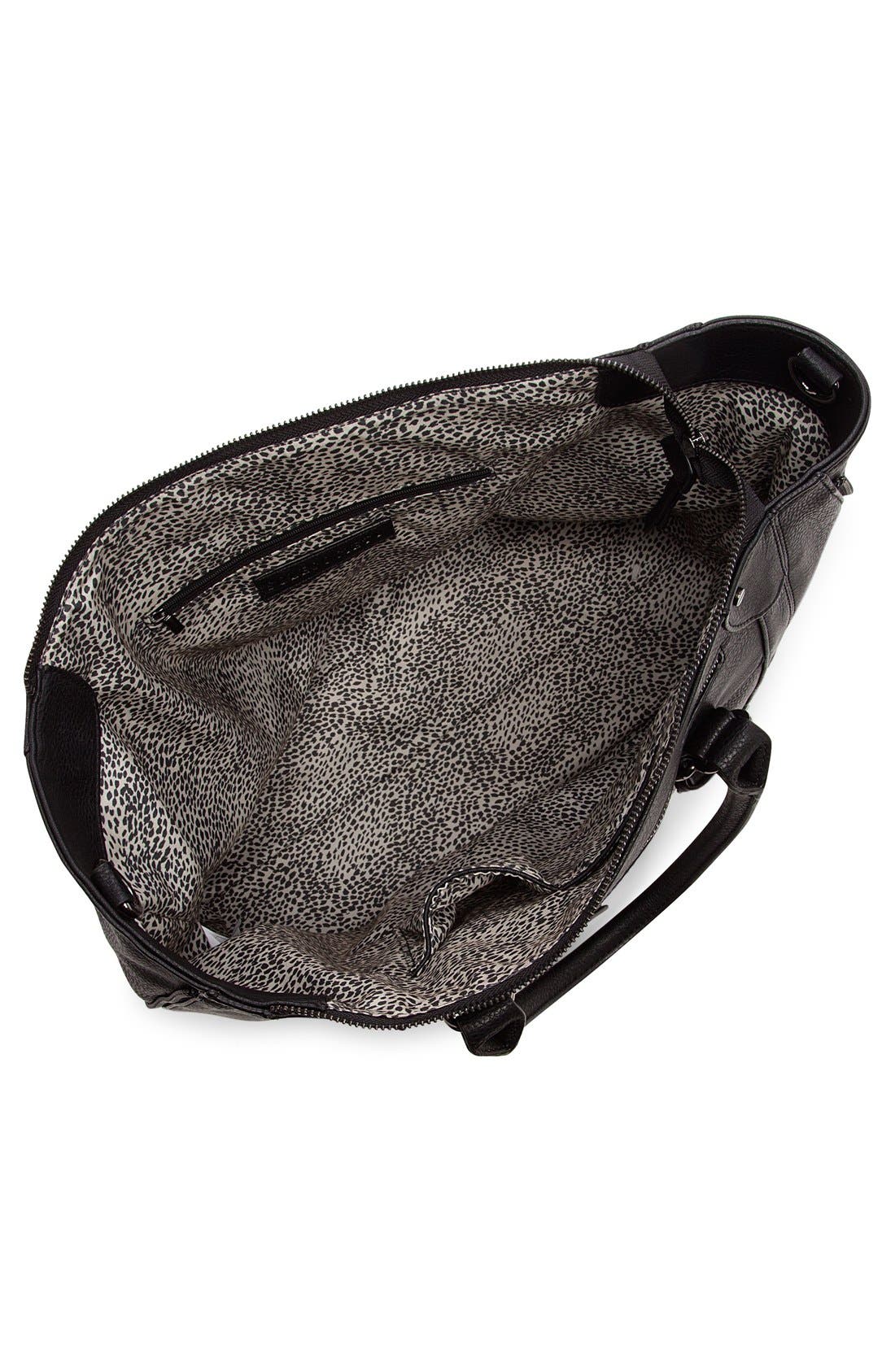 'Susan' Winged Faux Leather Tote, Alternate, color, BLACK