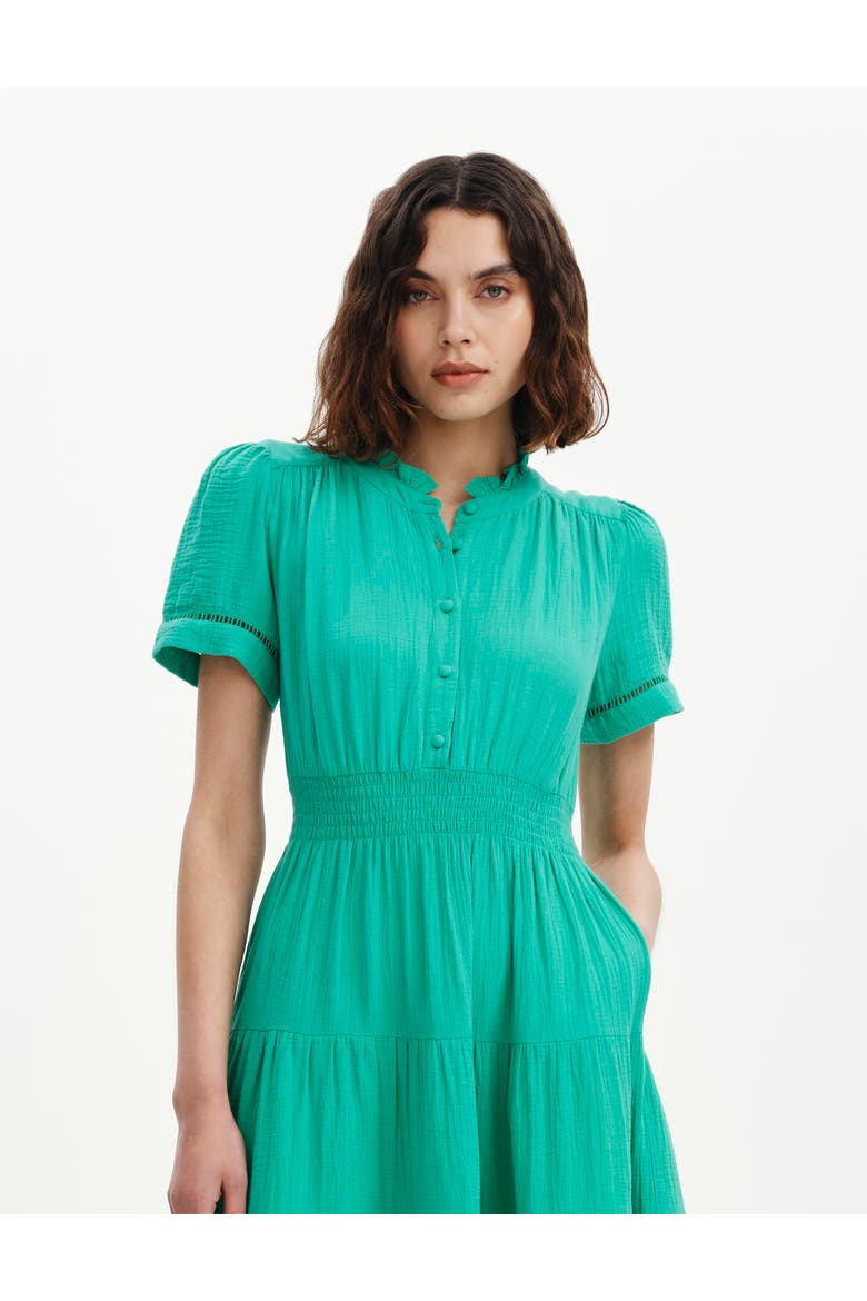 Petite Natalia Cheesecloth Midi Dress, Alternate, color, Green