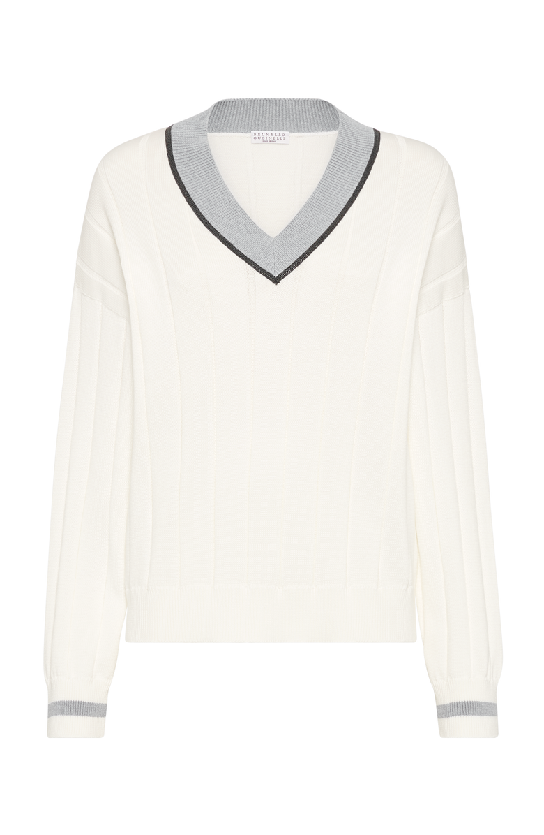 Brunello Cucinelli Cotton sweater with monili, Main, color, 