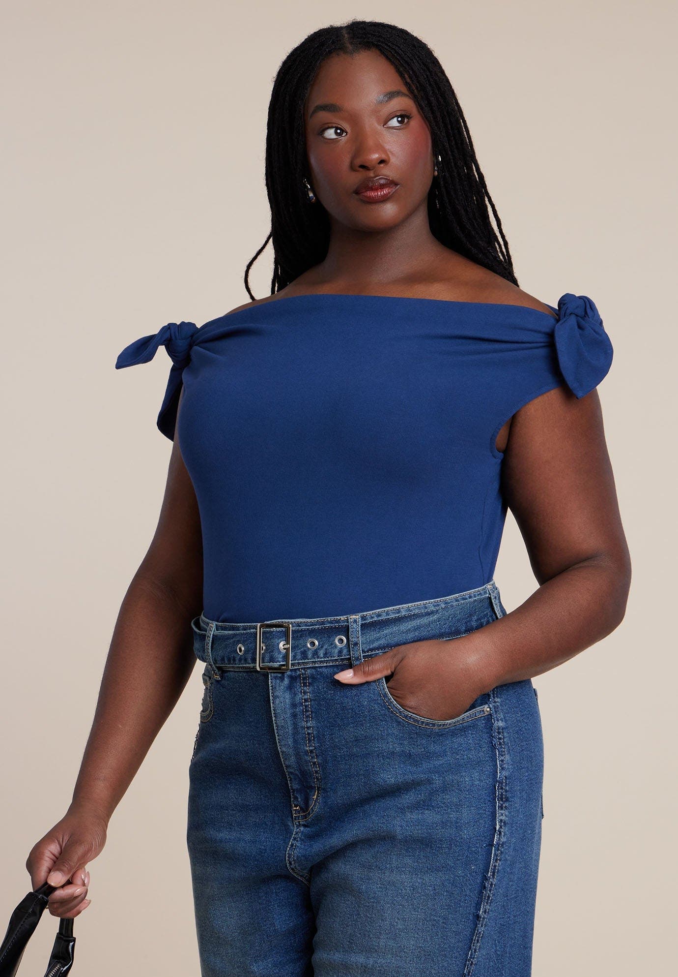 Off Shoulder Top With Ties - image 3