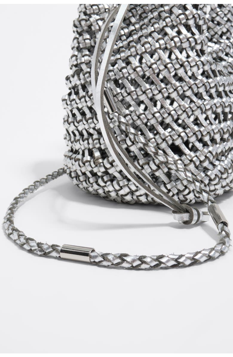 Bimba y Lola Mini Plaited Crochet Leather Bag, Alternate, color, Silver
