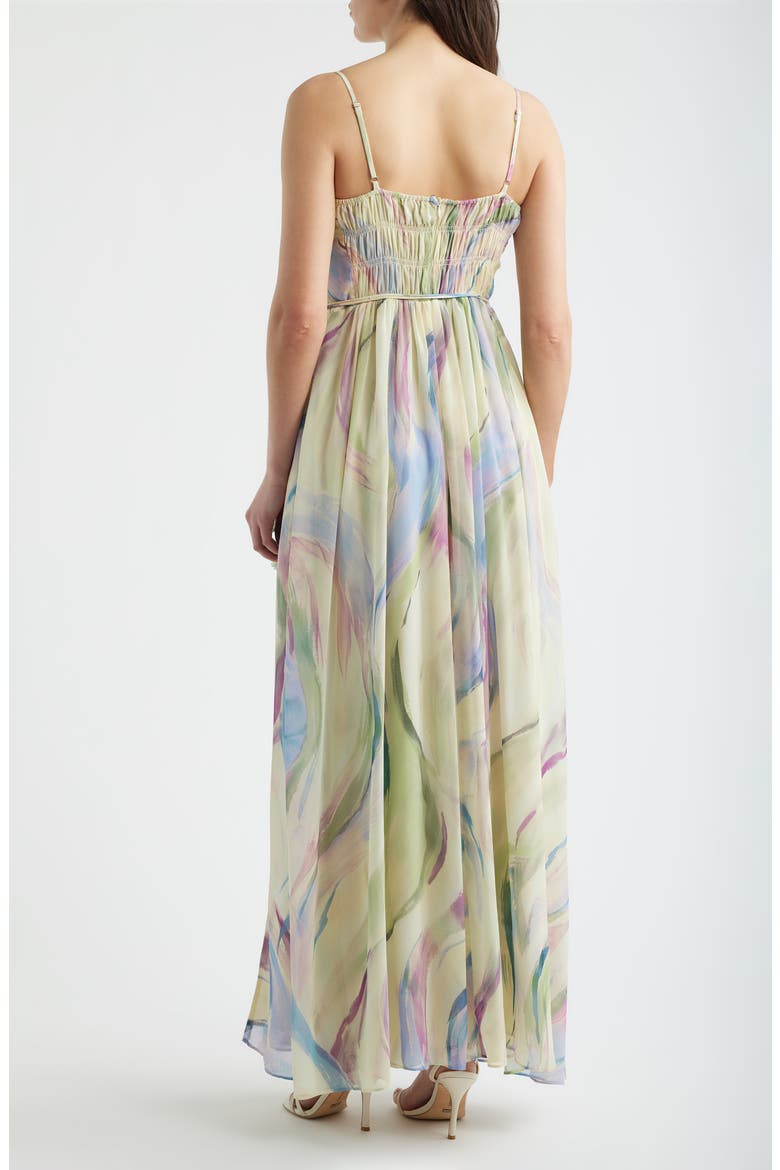 Abstract Print Chiffon Gown, Alternate, color, GREEN MULT