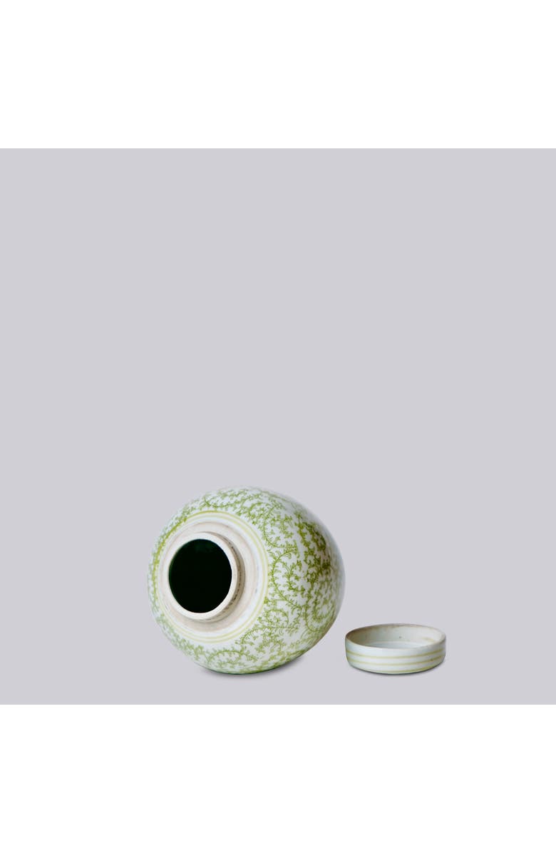 Cobalt Guild Porcelain Scrolling Peony Round Jar, Alternate, color, Green + White