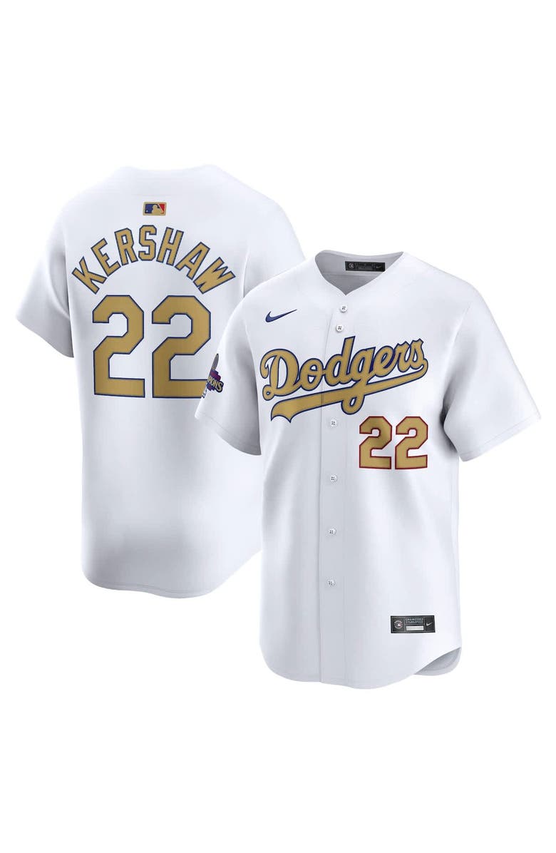 Nike Men's Nike Clayton Kershaw White Los Angeles Dodgers 2025 Gold Collection Limited Jersey, Main, color, 