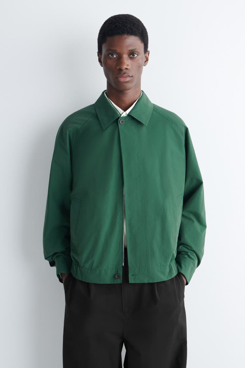 Cotton-nylon Harrington Jacket, Alternate, color, GREEN