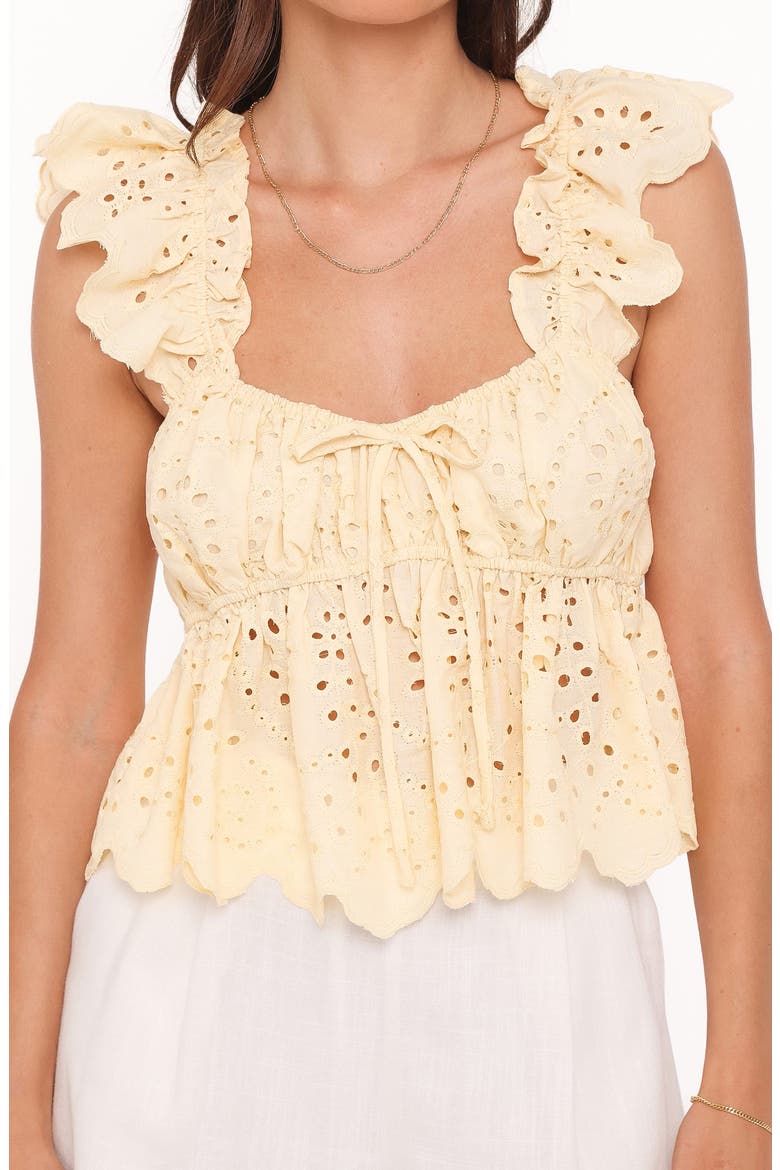 Regina Eyelet Ruffle Top, Alternate, color, BUTTER YELLOW