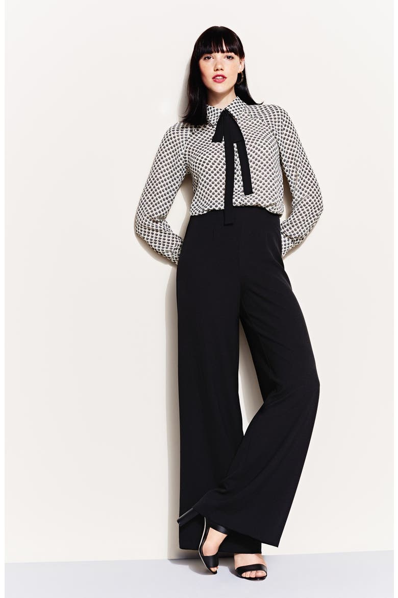 Tie Neck Button Front Blouse, Alternate, color, IVORY