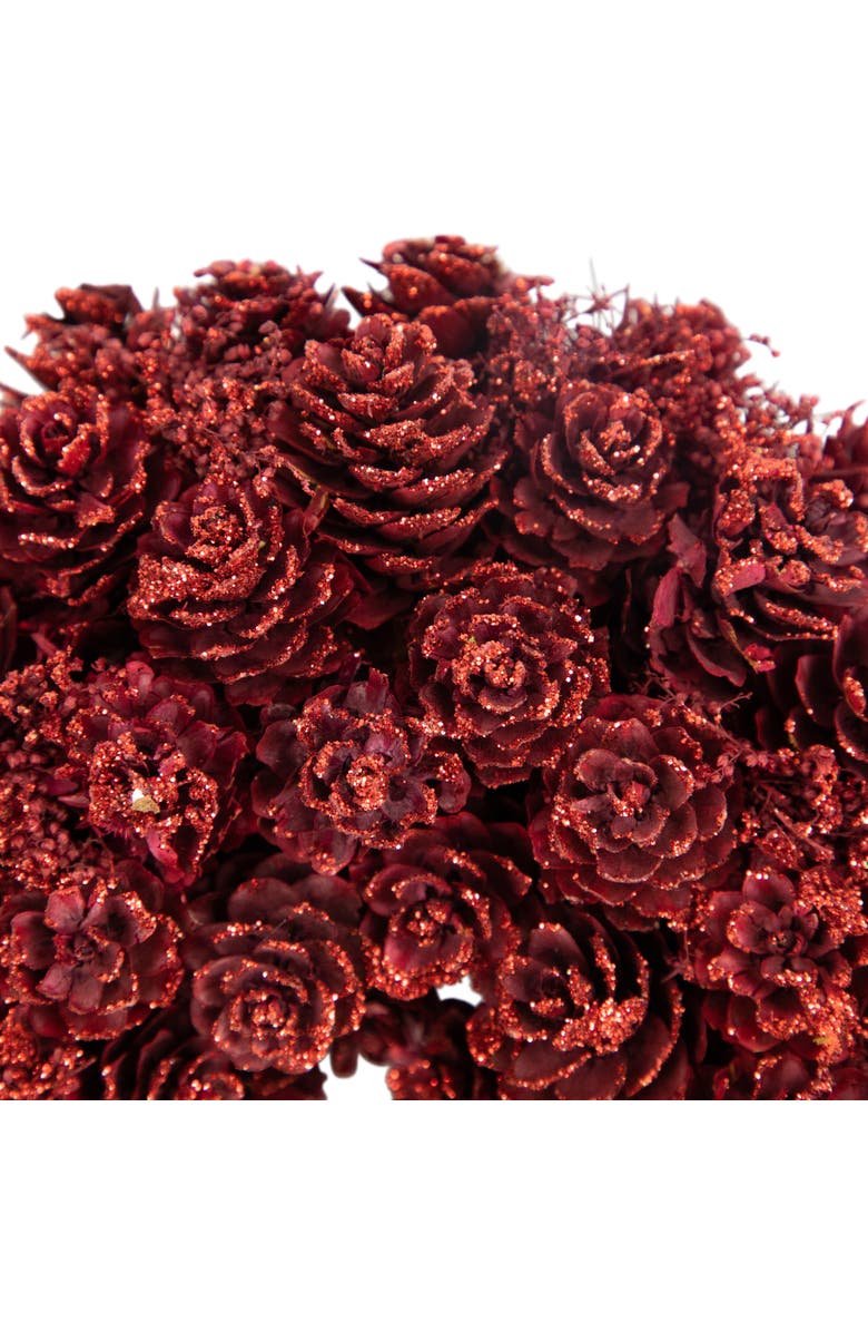 Northlight Pine Cone Rose Valentine's Day Wooden Heart Wreath - 14" - Red, Alternate, color,