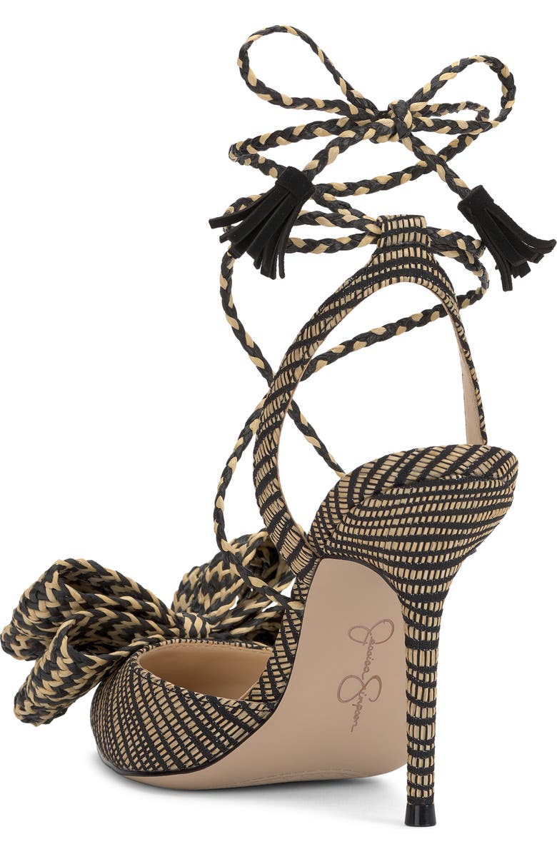 Jessica Simpson Hirlia Pointed Toe Ankle Tie Pump, Alternate, color, Natural/ Black