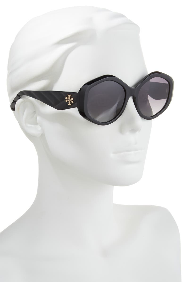 Tory Burch 55mm Gradient Polarized Geometric Sunglasses, Alternate, color,