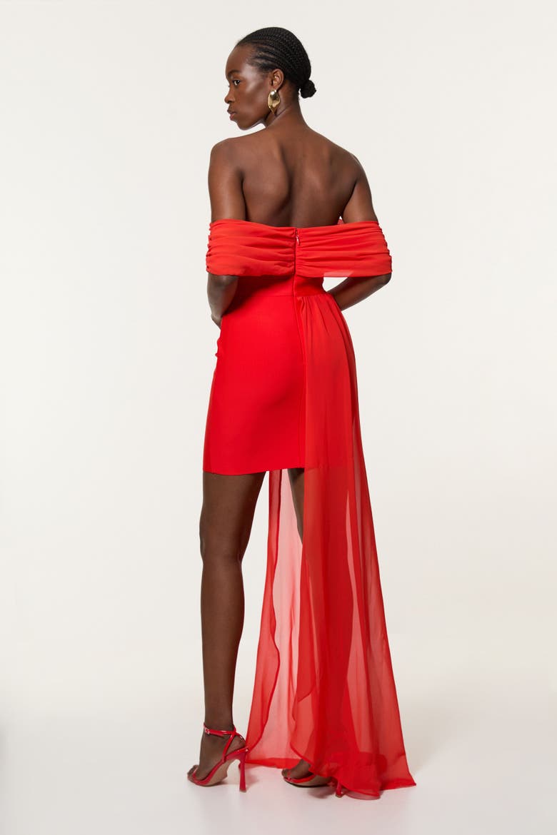 Figure Form Bandage Knit Bardot Dress, Alternate, color, Red