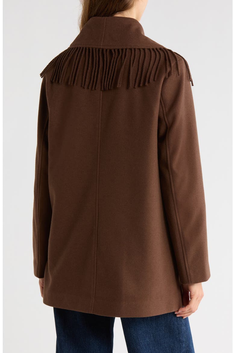 Fringe Shawl Collar Coat, Alternate, color, CHOCOLATE