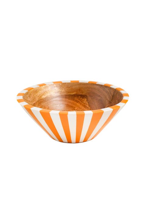 Nohar Mango Wood Bowl 10" x 10" x 3.5" | Artisan Ceramic
