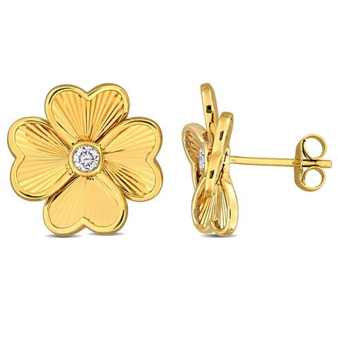 Diamond Flower Stud Earrings 10k