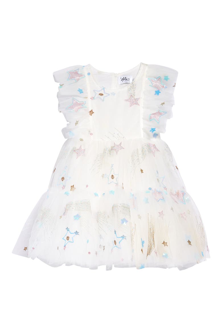 Shooting Star Tulle Dress, Main, color, WHITE