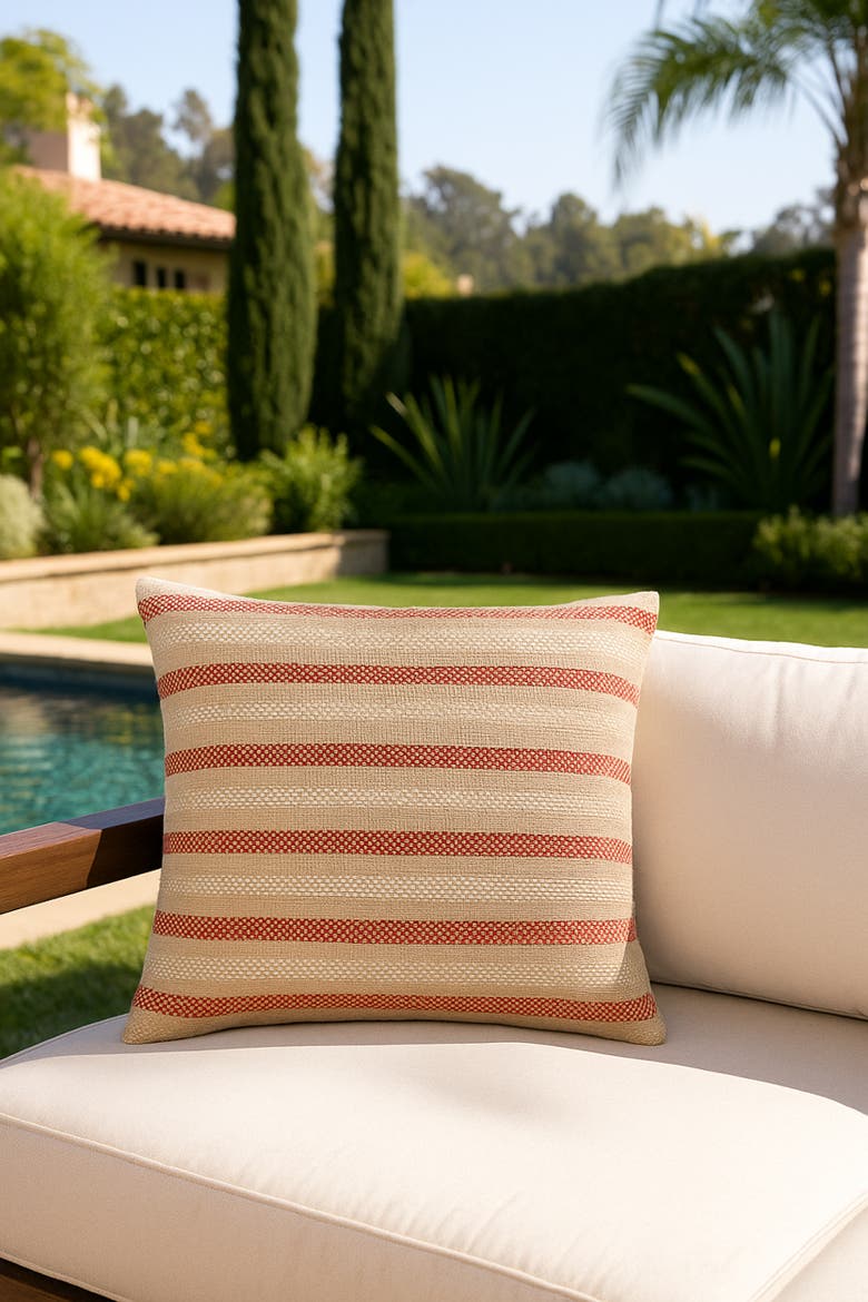 Marina Stripe Pillow, Alternate, color, Red
