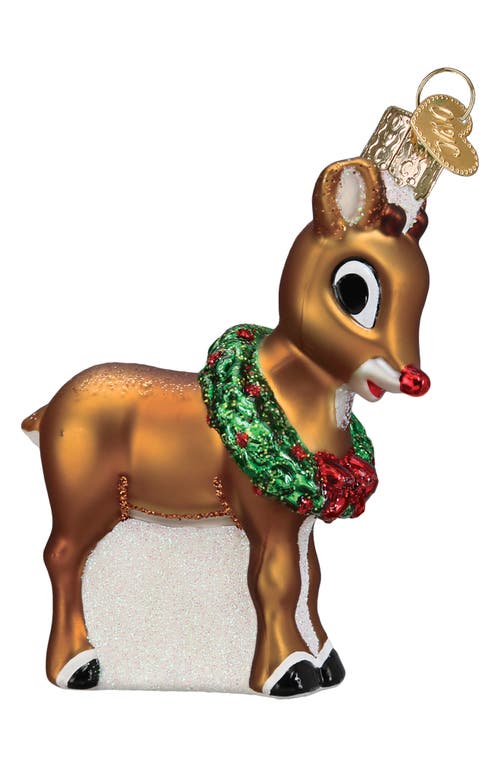 Old World Christmas Rudolph The Red Nose Reindeer Glass Ornament In Brown