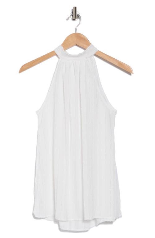 Renee C Sheer Texture Halter Neck Top In White