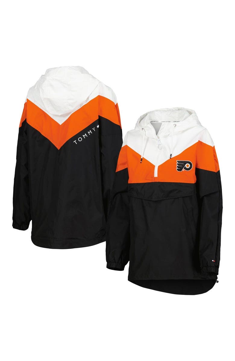 Tommy Hilfiger Women's Tommy Hilfiger Orange/Black Philadelphia Flyers Staci Half-Zip Windbreaker Jacket, Main, color, 