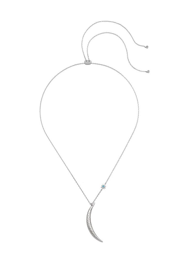 Illuminated Path Silver Moon Necklace, Alternate, color, Silver