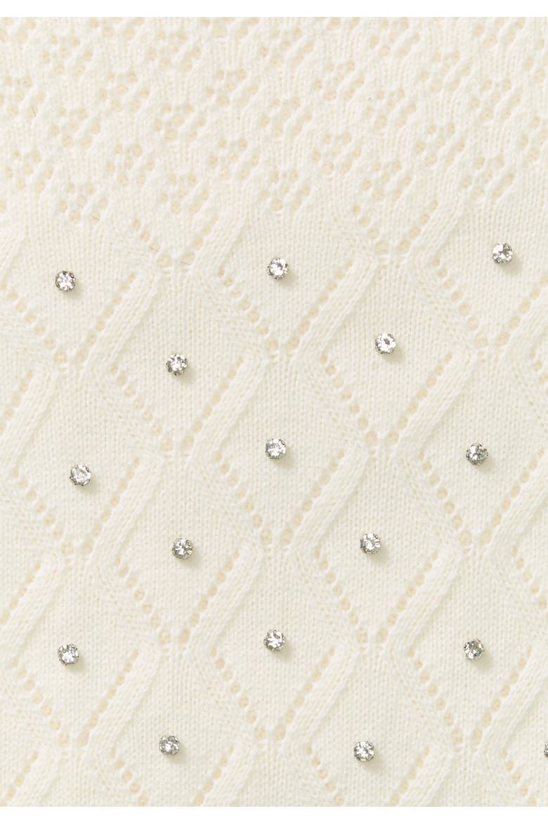 Rhinestone Pointelle Knit Sweater, Alternate, color, IVORY