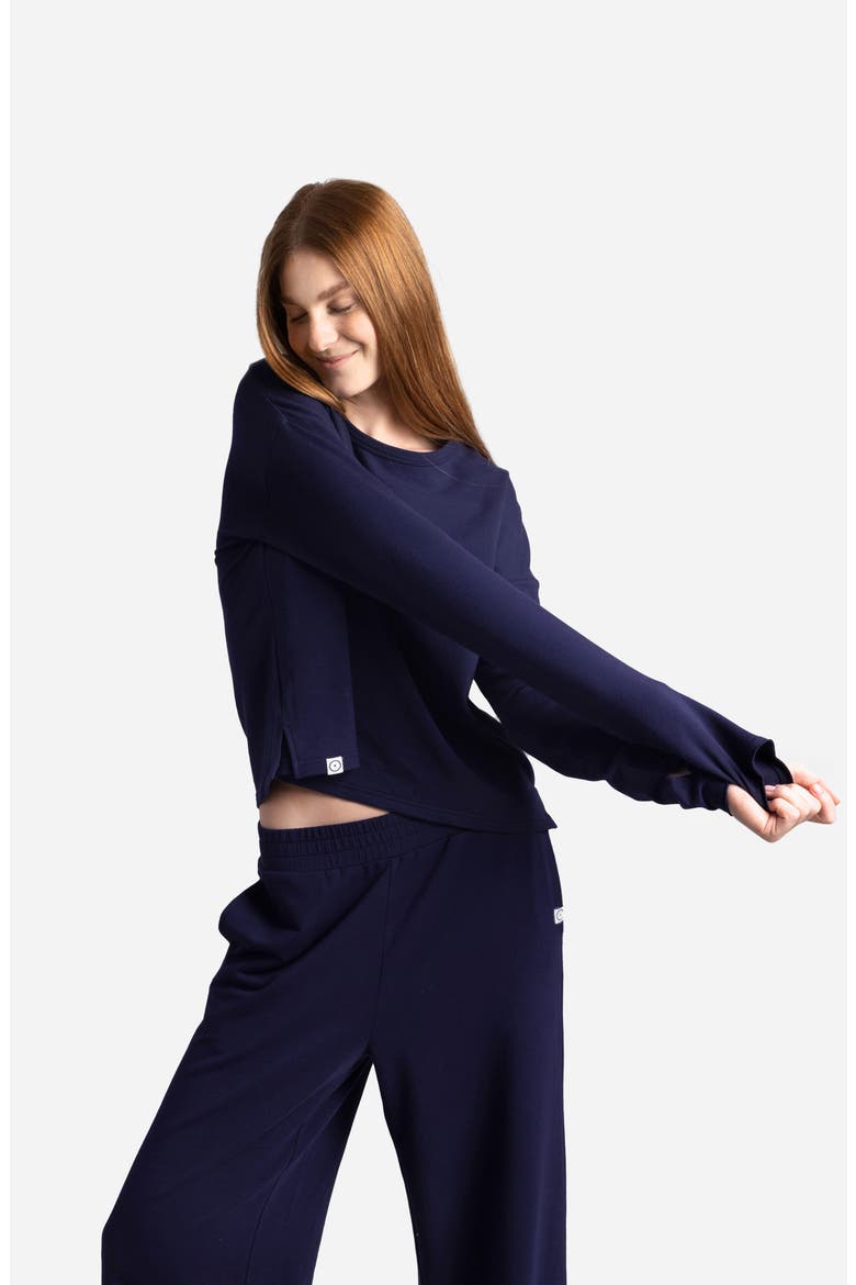 Light French Terry Pullover, Alternate, color, MARITIME BLUE