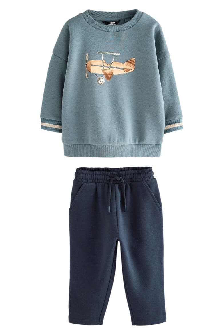 Kids' Airplane Graphic Sweatshirt & Sweatpants Set, Main, color, BLUE
