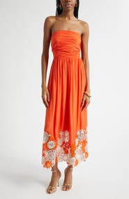 Ramy Brook Milani Strapless Lace Detail Dress
