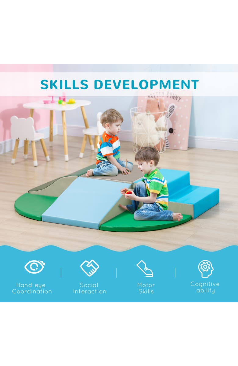 Qaba 6-Pieces Foam Climbing Blocks for Toddlers, Soft Play Set for Climb and Crawl, Alternate, color, Contemporary