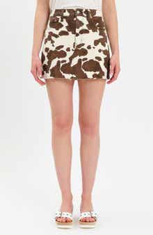 Malibu Raw Hem Denim Miniskirt
