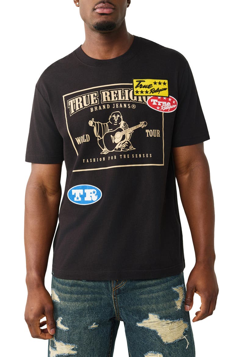 Logo Patch Graphic T-Shirt, Main, color, JET BLACK