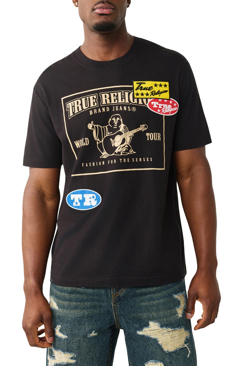 True Religion Logo Patch Graphic T-Shirt, Main, color, Jet Black
