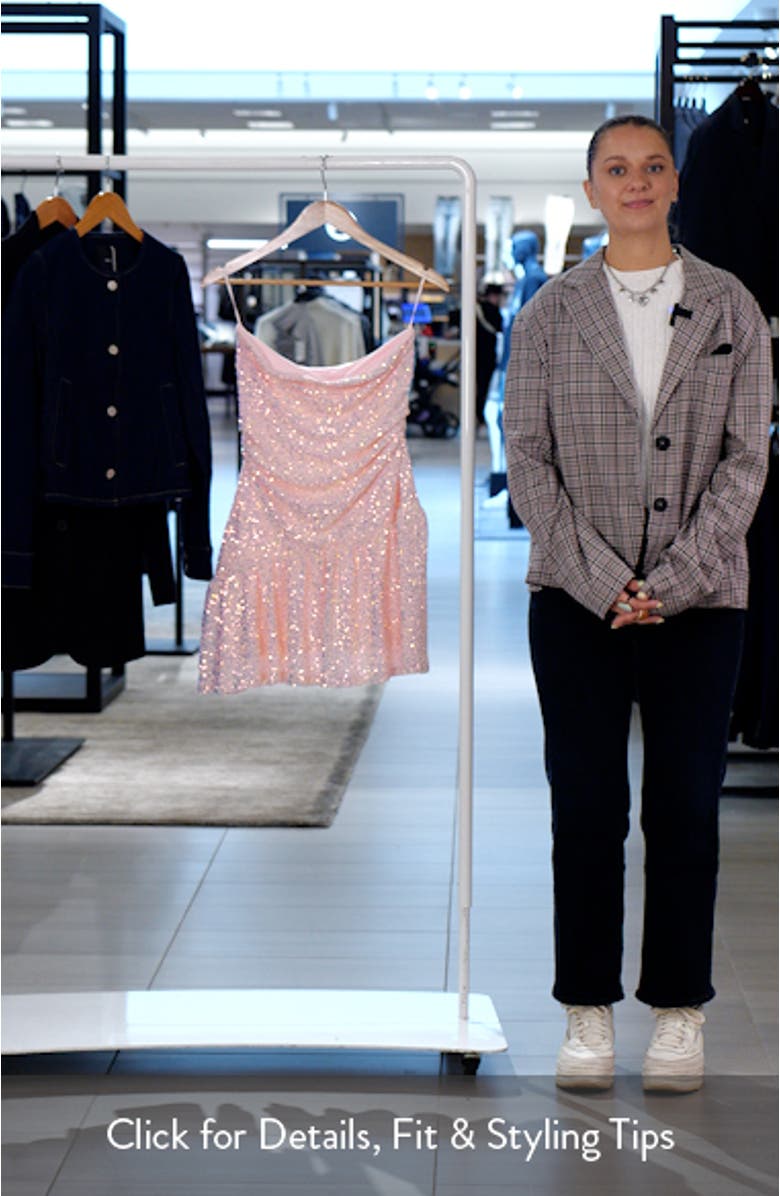 Strapless Sequins Flounce Hem Minidress, sales video thumbnail