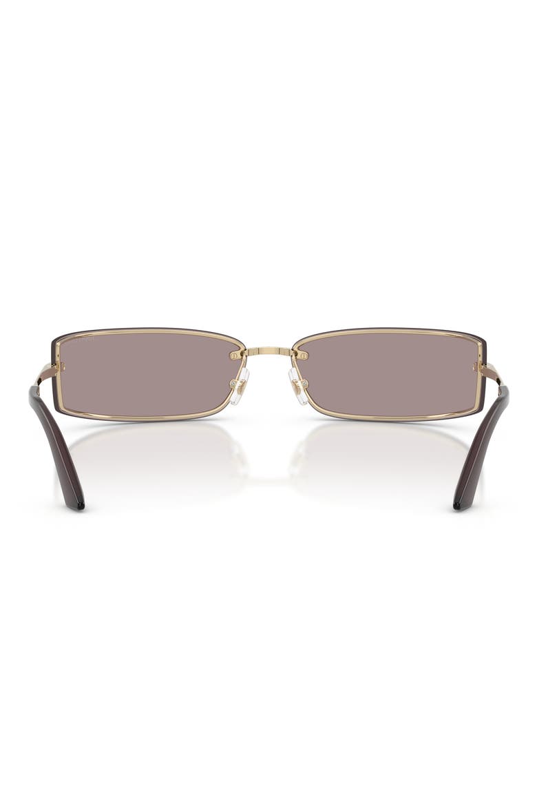 73mm Rectangular Sunglasses, Alternate, color, PALE GOLD / LIGHT PURPLE BROWN