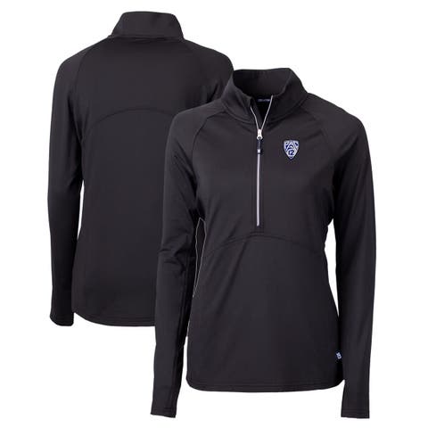 Women's Cutter & Buck  Black Pac-12 Gear Adapt Eco Knit Stretch Recycled Half-Zip Pullover Top