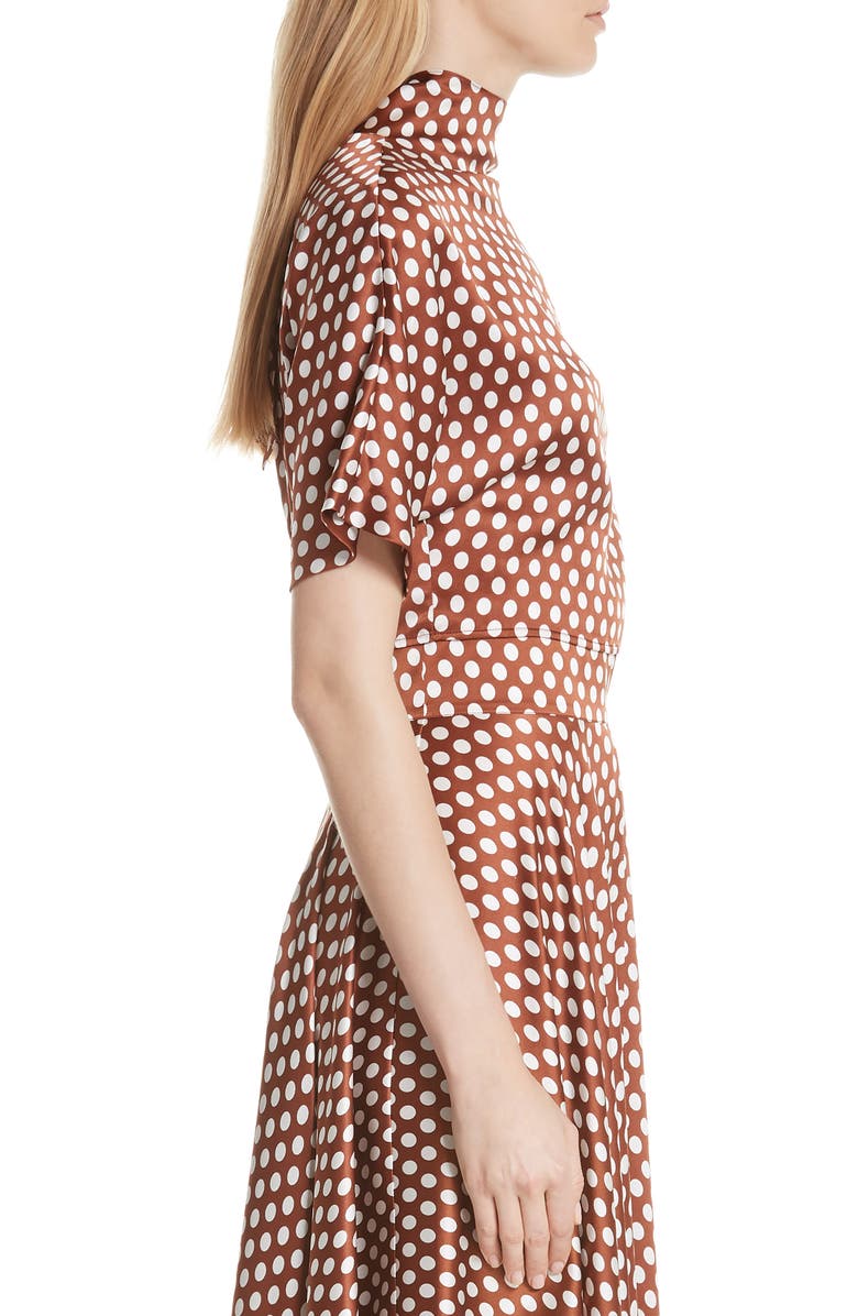 DVF Polka Dot High Neck Crop Silk Blouse, Alternate, color, 