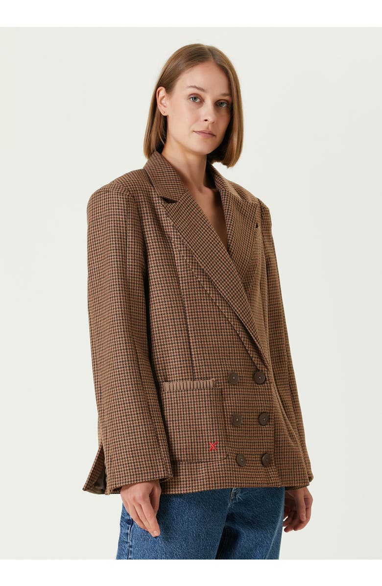 PCFG Cotton Big Shoulder Women Blazer Jacket, Alternate, color, Brown