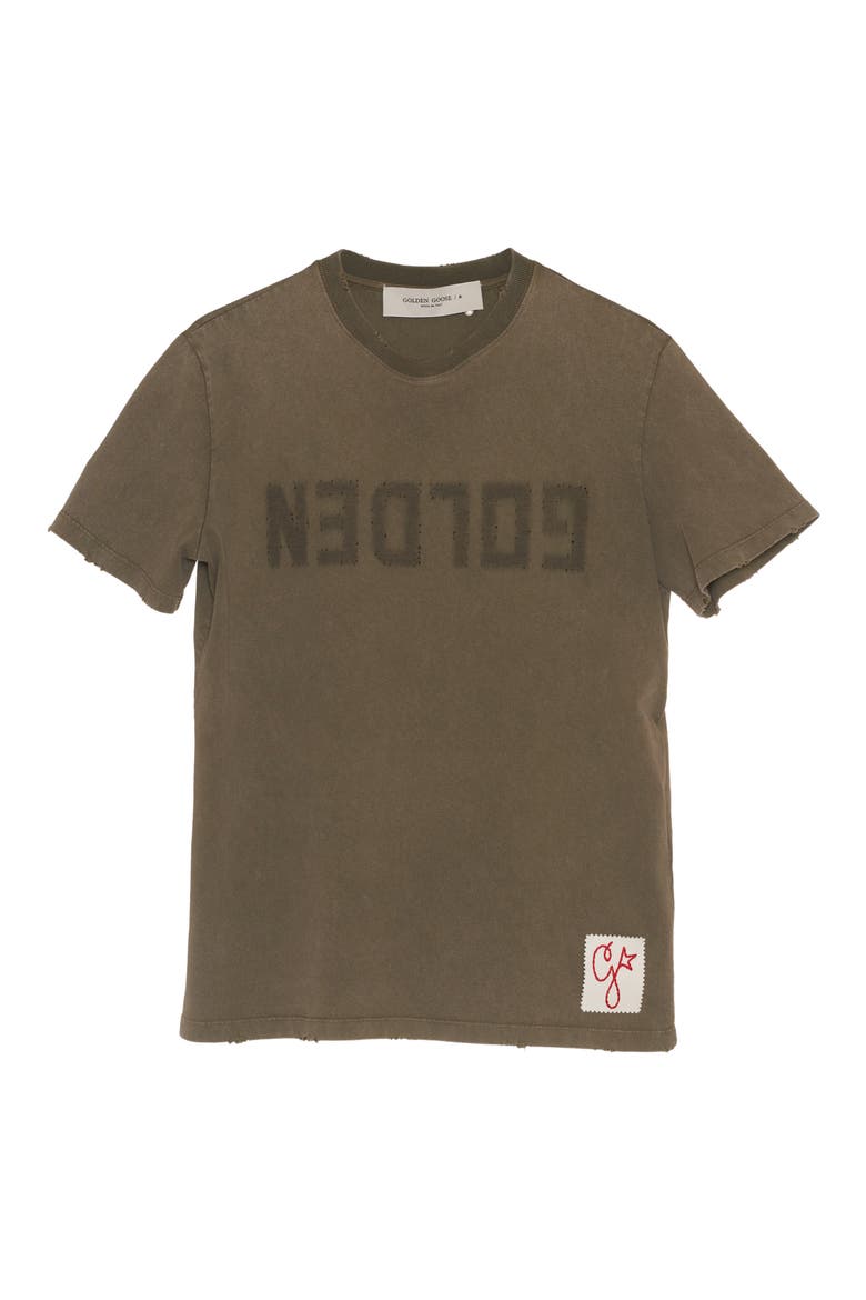 Distressed Cotton Logo Tee, Alternate, color, DUSTY OLIVE