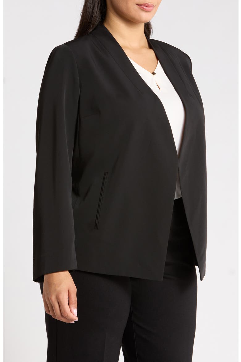 Collarless Gabardine Jacket, Alternate, color, ANNE BLACK