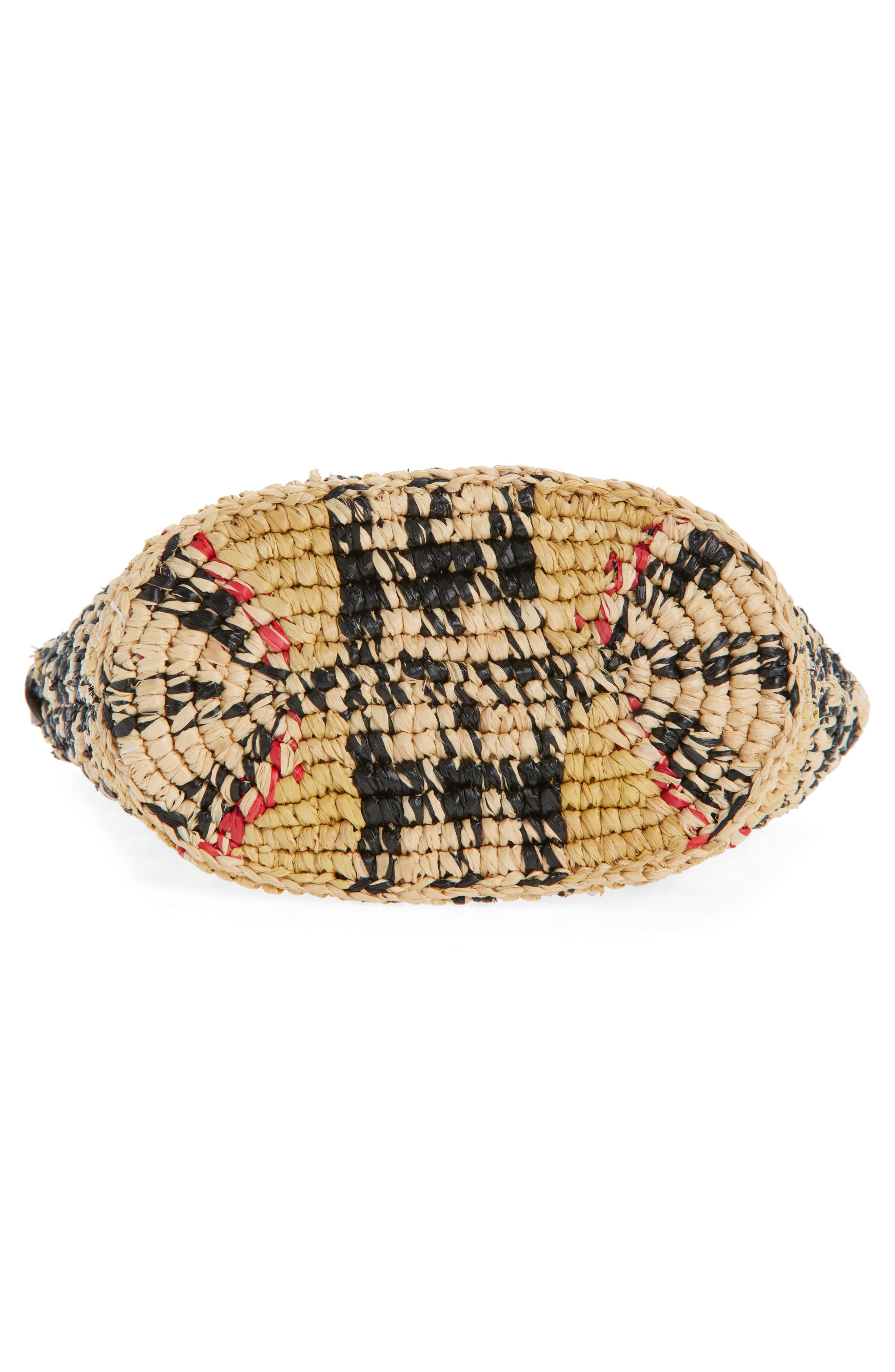 Burberry Margate Check Raffia Pouch, Alternate, color, Sand