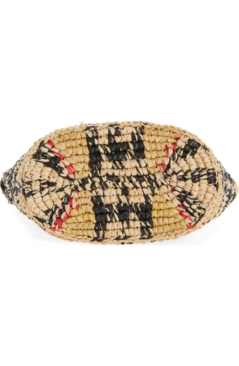 Burberry Margate Check Raffia Pouch, Alternate, color, Sand