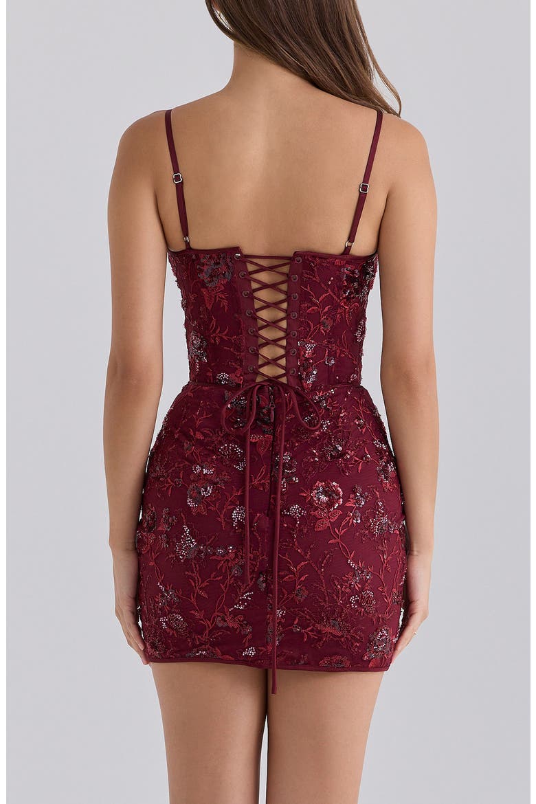 Beaded Embellished Minidress, Alternate, color, CABERNET