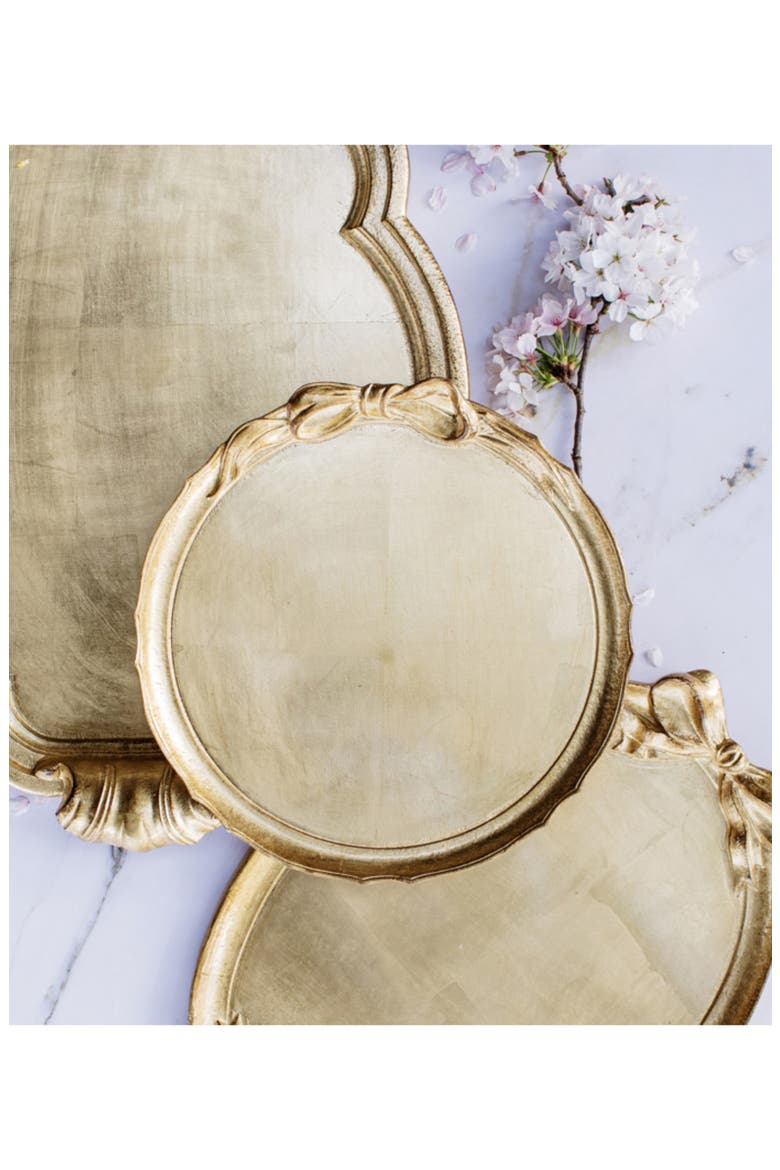 Florentine Round Wood Tray, Alternate, color, GOLD