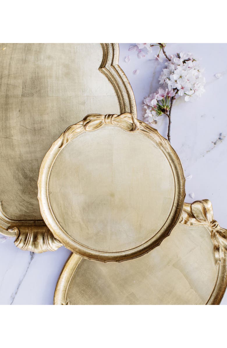 VIETRI Florentine Round Wood Tray, Alternate, color, Gold