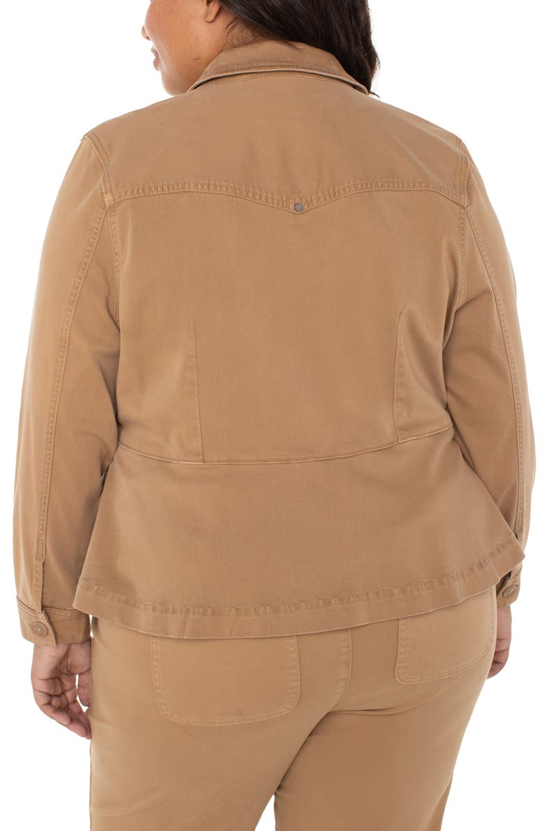 Liverpool Los Angeles Peplum Twill Trucker Jacket, Alternate, color, 
