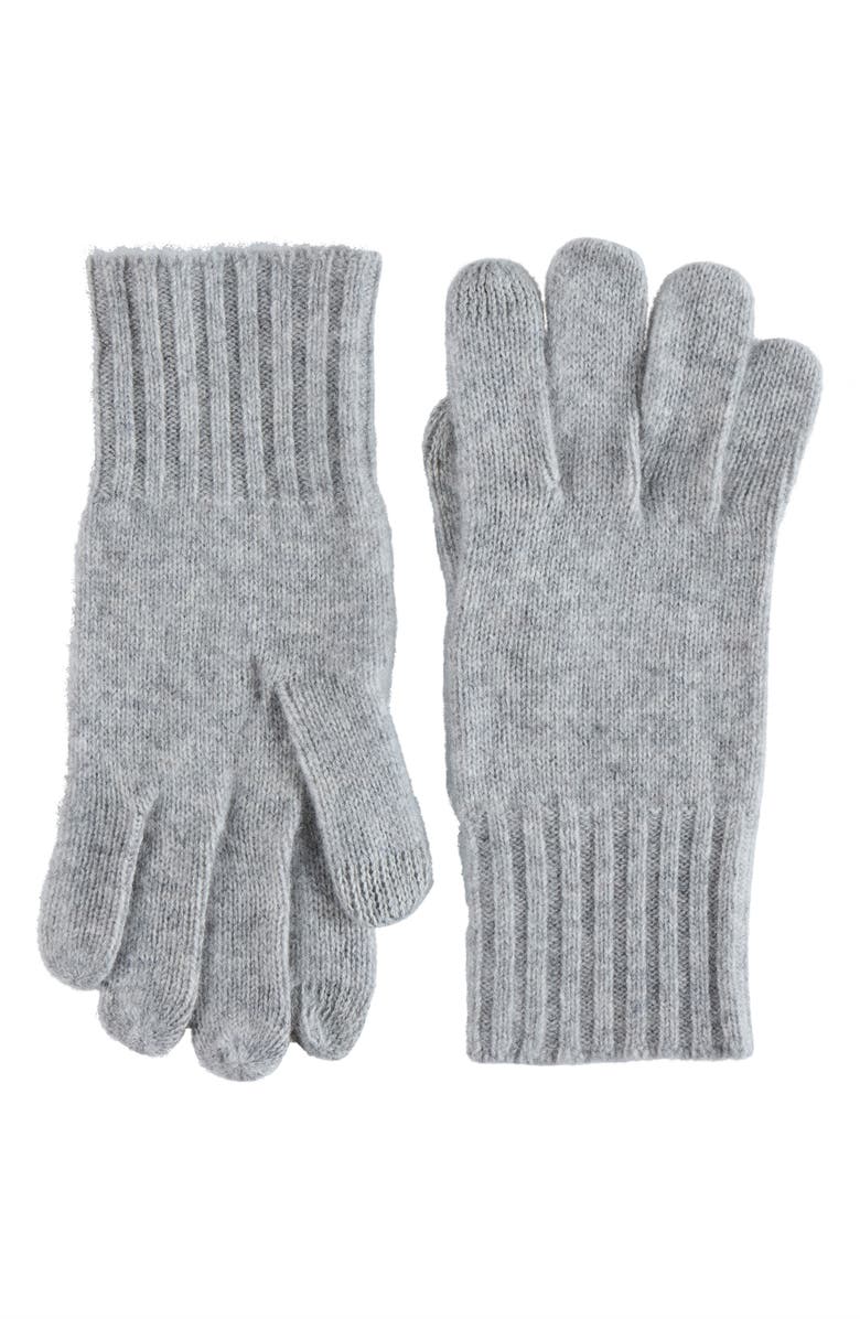 Amicale Cashmere Rib Knit Gloves, Main, color, Light Grey