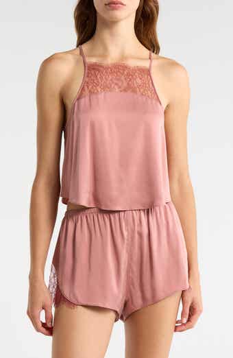 Lace Trim Washable Silk Short Pajamas