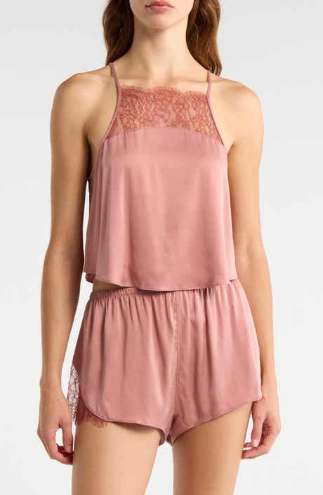 Lace Trim Washable Silk Short Pajamas